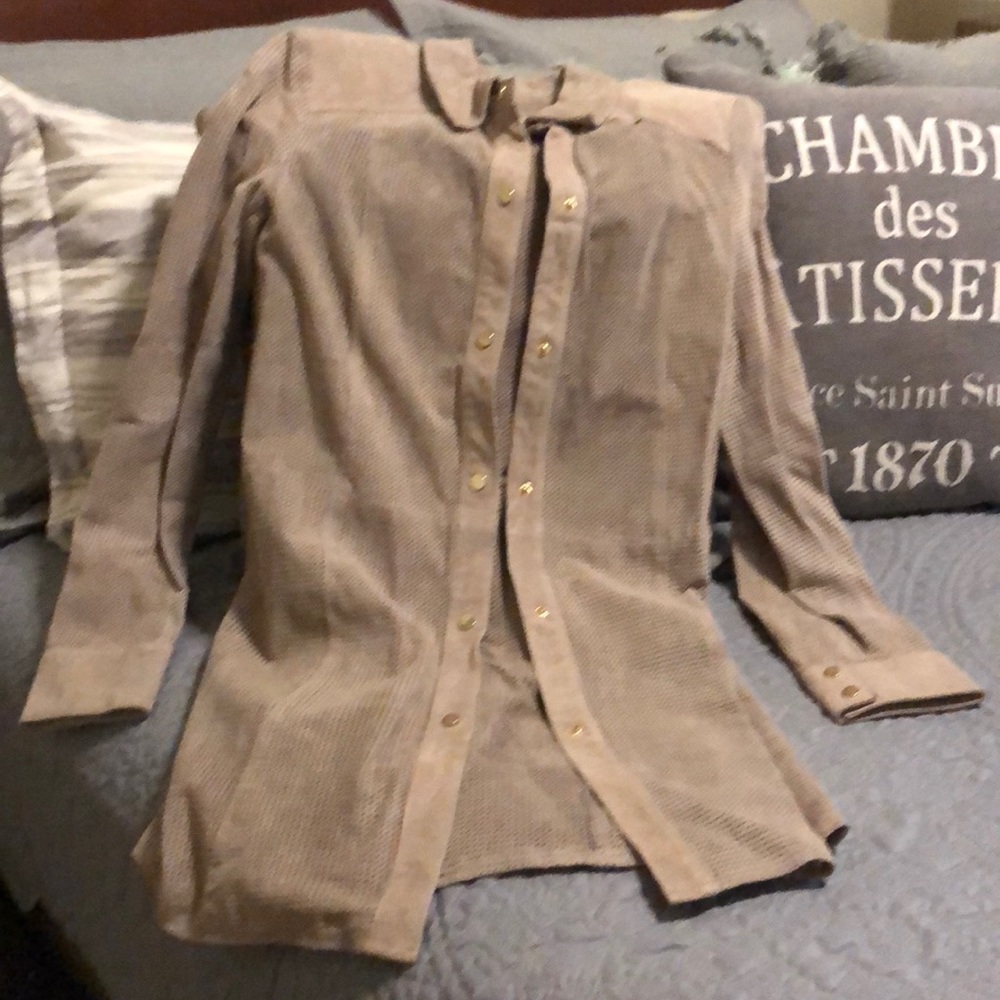 Long Gray Leather Jacket - image 1